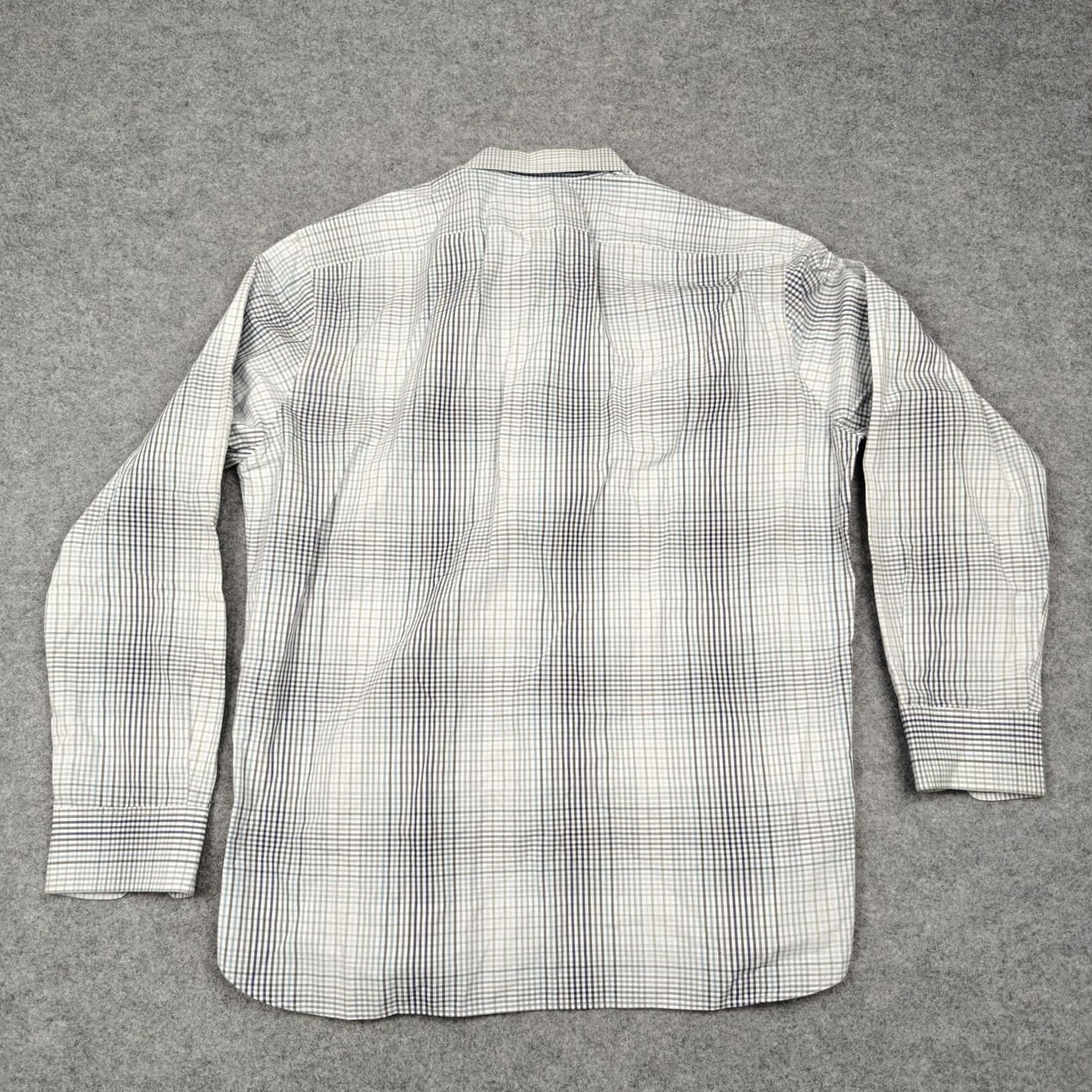 John Varvatos John Varvatos Shirt Mens 16 Blue Dress Check Regular Fit Long Sleeve Size 42R - 7 Thumbnail