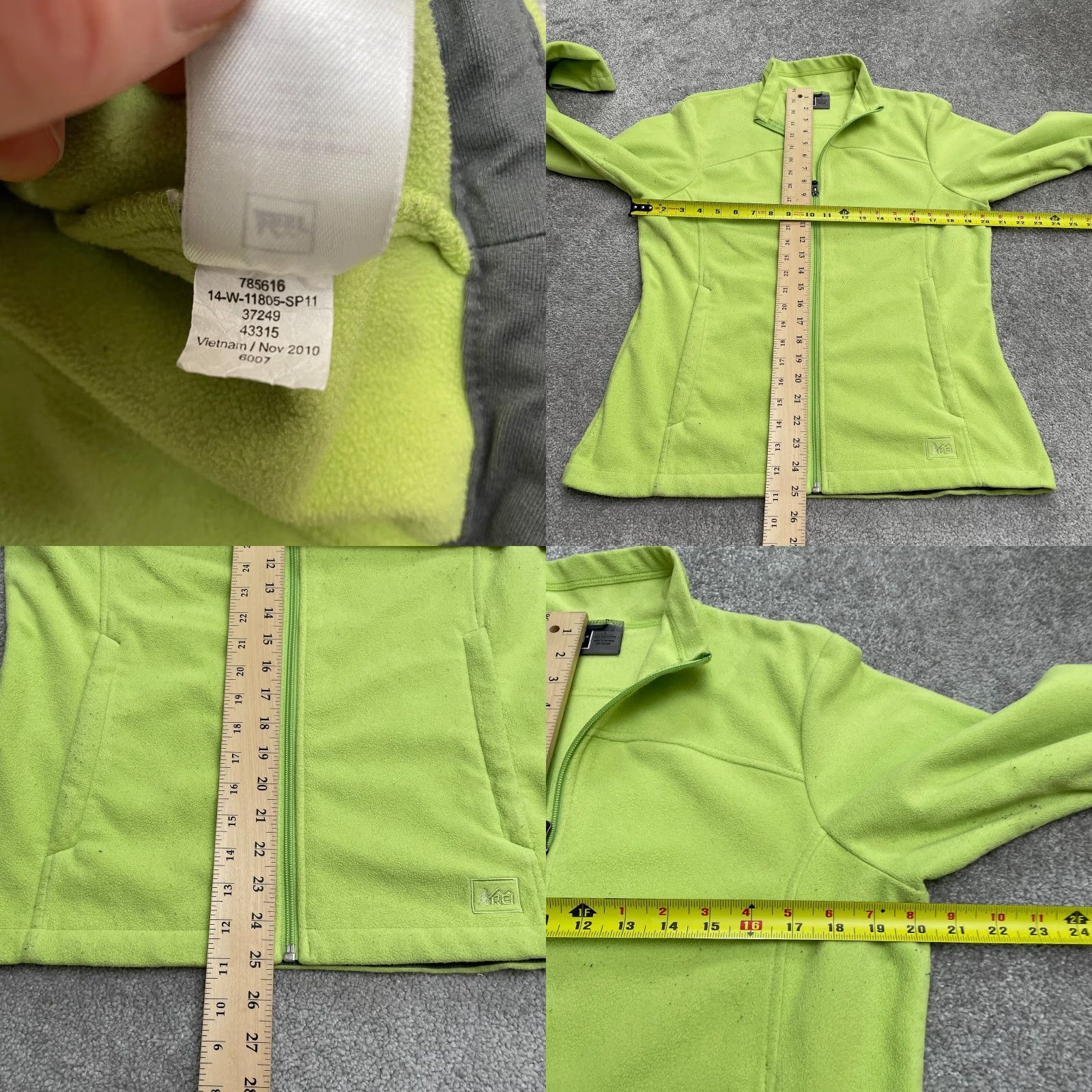 Vintage REI Fleece Jacket Women L Apple Green Full Zip Pockets Outdoor Hiking Casual Size L / US 10 / IT 46 - 9 Thumbnail