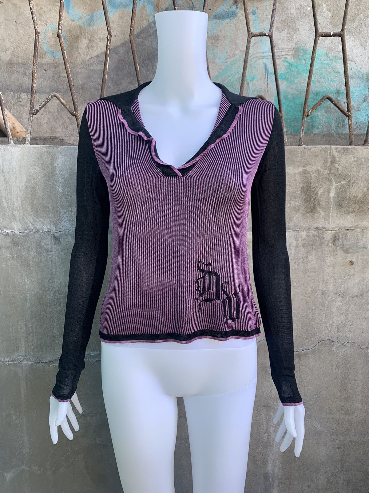 Open Chest Long Sleeve Top