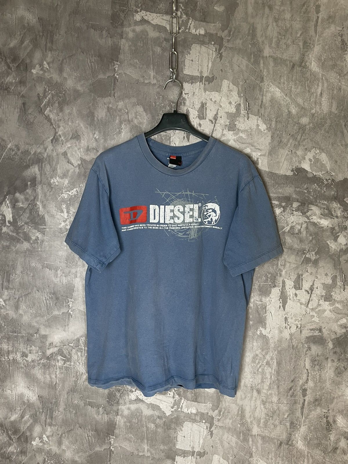 Diesel Diesel Big Logo Print Blue Faded Hype T-Shirt Y2K Vintage Size US M / EU 48-50 / 2 - 1 Thumbnail
