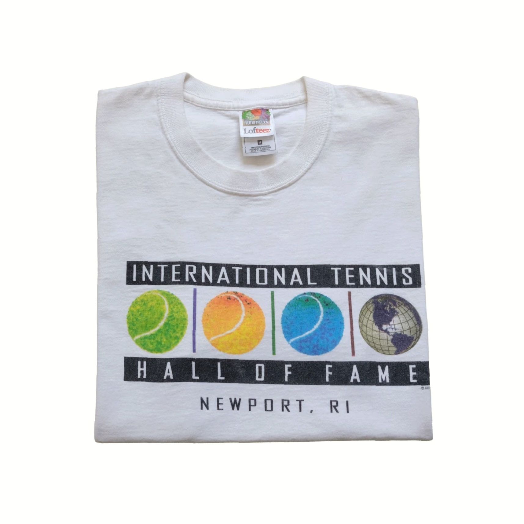 Fruit Of The Loom VINTAGE Fruit of the Loom VTG Y2K 90s RETRO INTERNATIONAL TENNIS HALL OF FAME T SHIRT MD Mens Short Sleeve Crew Neck White Cotton 90s Sports Size US M / EU 48-50 / 2 - 2 Thumbnail