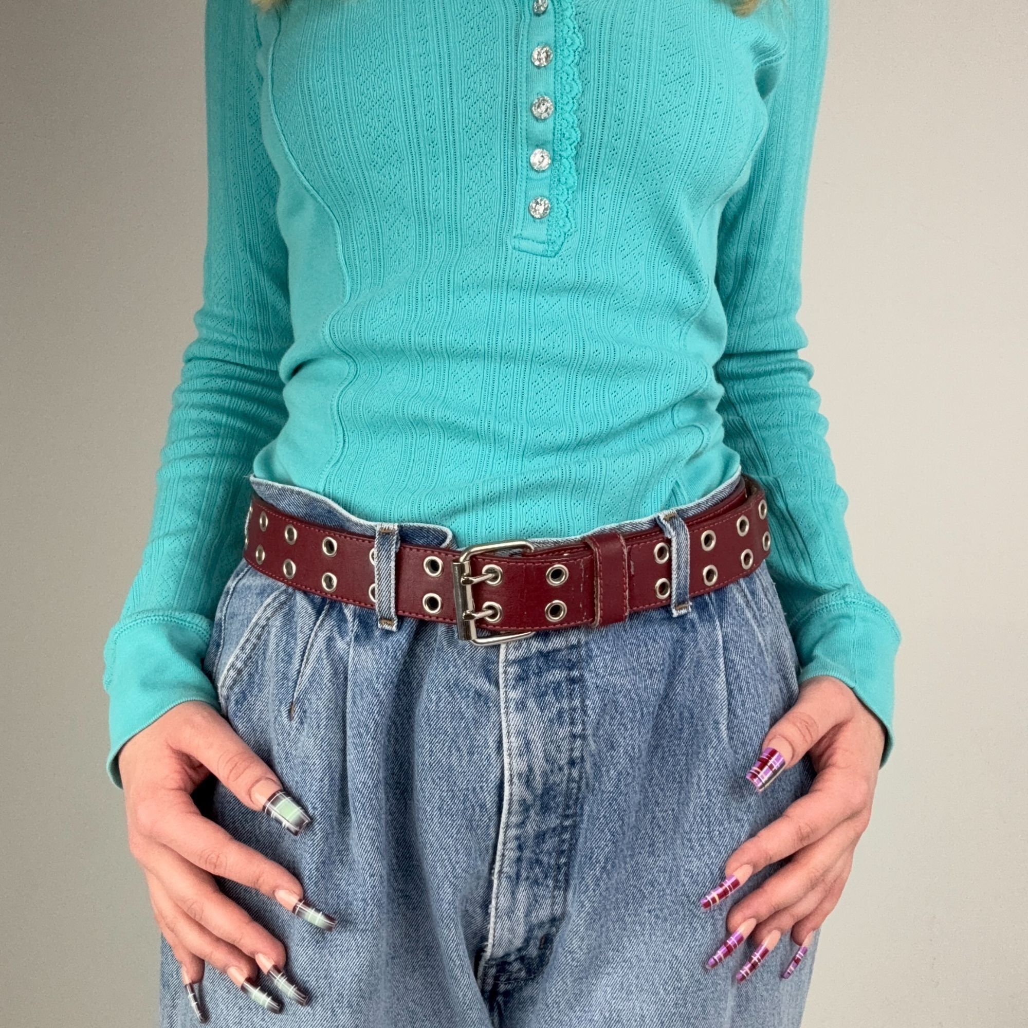 Other Y2K Studded Maroon Belt Size ONE SIZE - 1 Thumbnail