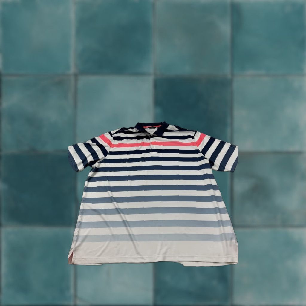 Vintage Walter Hagen Polo Shirt Mens 2XL Navy White Pink Stripe Golf Performance Stretch Size US XXL / EU 58 / 5 - 1 Thumbnail