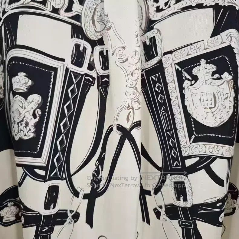 Hermes Hermes Library Seal Series Black and White Printed Silk Sh Size M / US 6-8 / IT 42-44 - 3 Thumbnail
