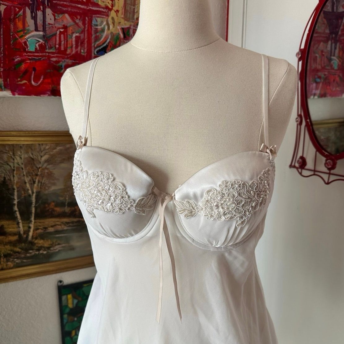 Other linea donatella white cream slip bralette dress Size L / US 10 / IT 46 - 2 Thumbnail