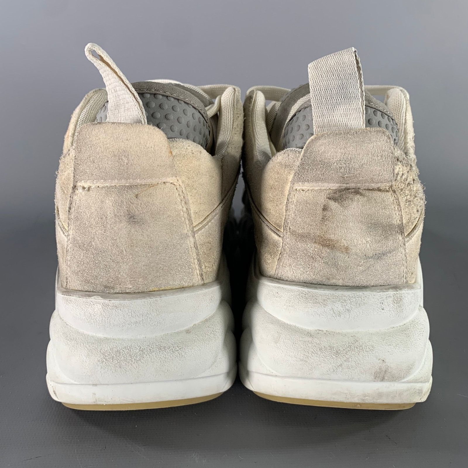 Acne Studios ACNE STUDIOS White Cream Distressed Suede Lace Sneakers Size US 10 / EU 43 - 3 Thumbnail