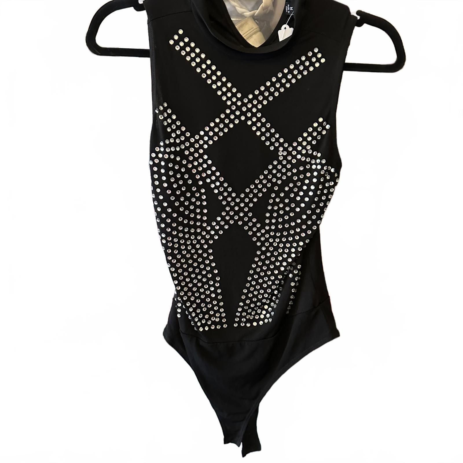 Designer Haute Monaco Black Studded Bodysuit - Size M Size M / US 6-8 / IT 42-44 - 1 Thumbnail