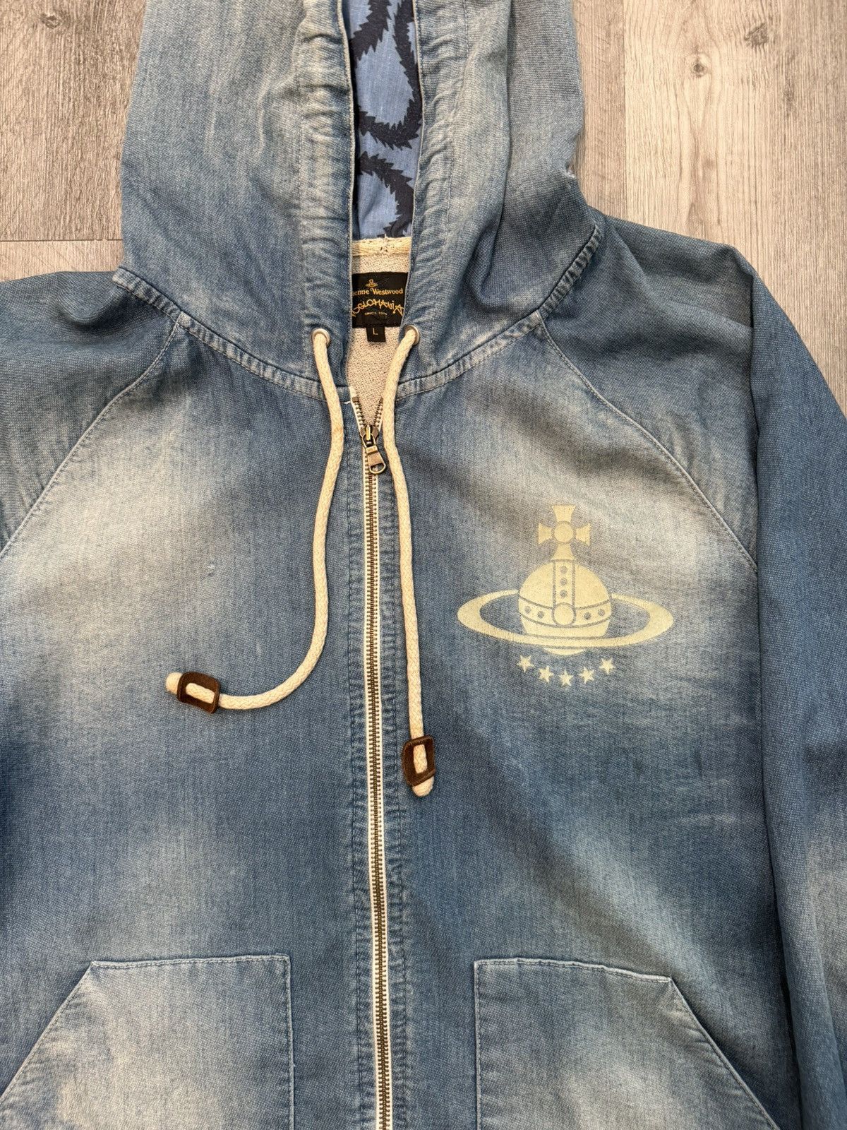 Vivienne Westwood Vivienne Westwood Anglomania Faded Denim Hoodie Size US L / EU 52-54 / 3 - 4 Thumbnail