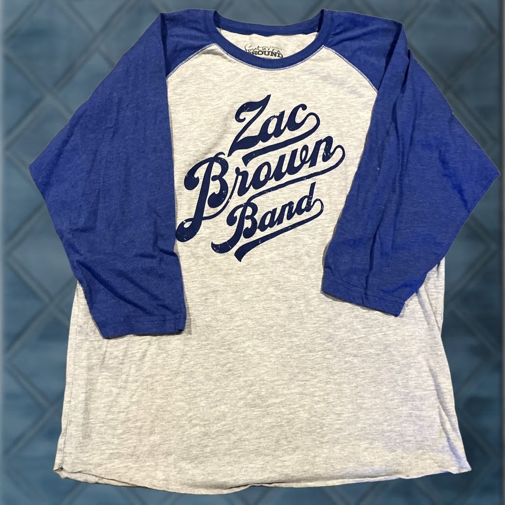 Vintage Zac Brown Band Citi Field Flushing New York 8/19/16 Baseball T Shirt XL 3/4 Sleeve Gray Men Regular Shirt Size US XL / EU 56 / 4 - 1 Thumbnail