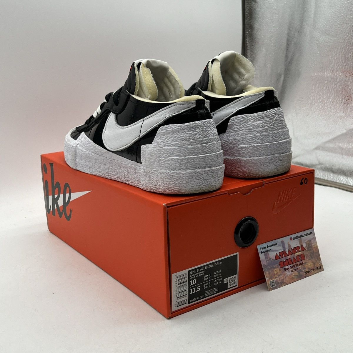 Nike Sacai X Blazer Low black patent Size US 10 / EU 43 - 4 Thumbnail