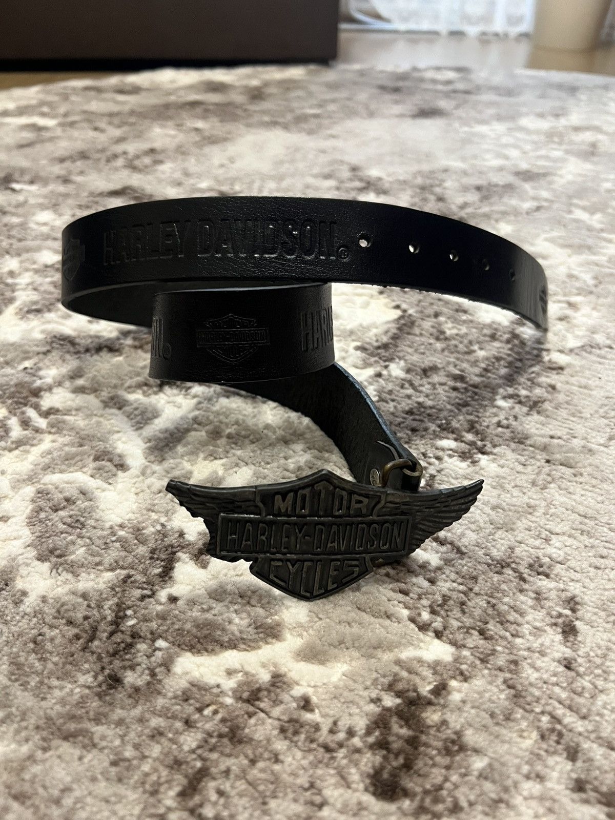 Vintage Harley Davidson🔥Vintage Monogram Leather Belt Size 34 - 1 Thumbnail