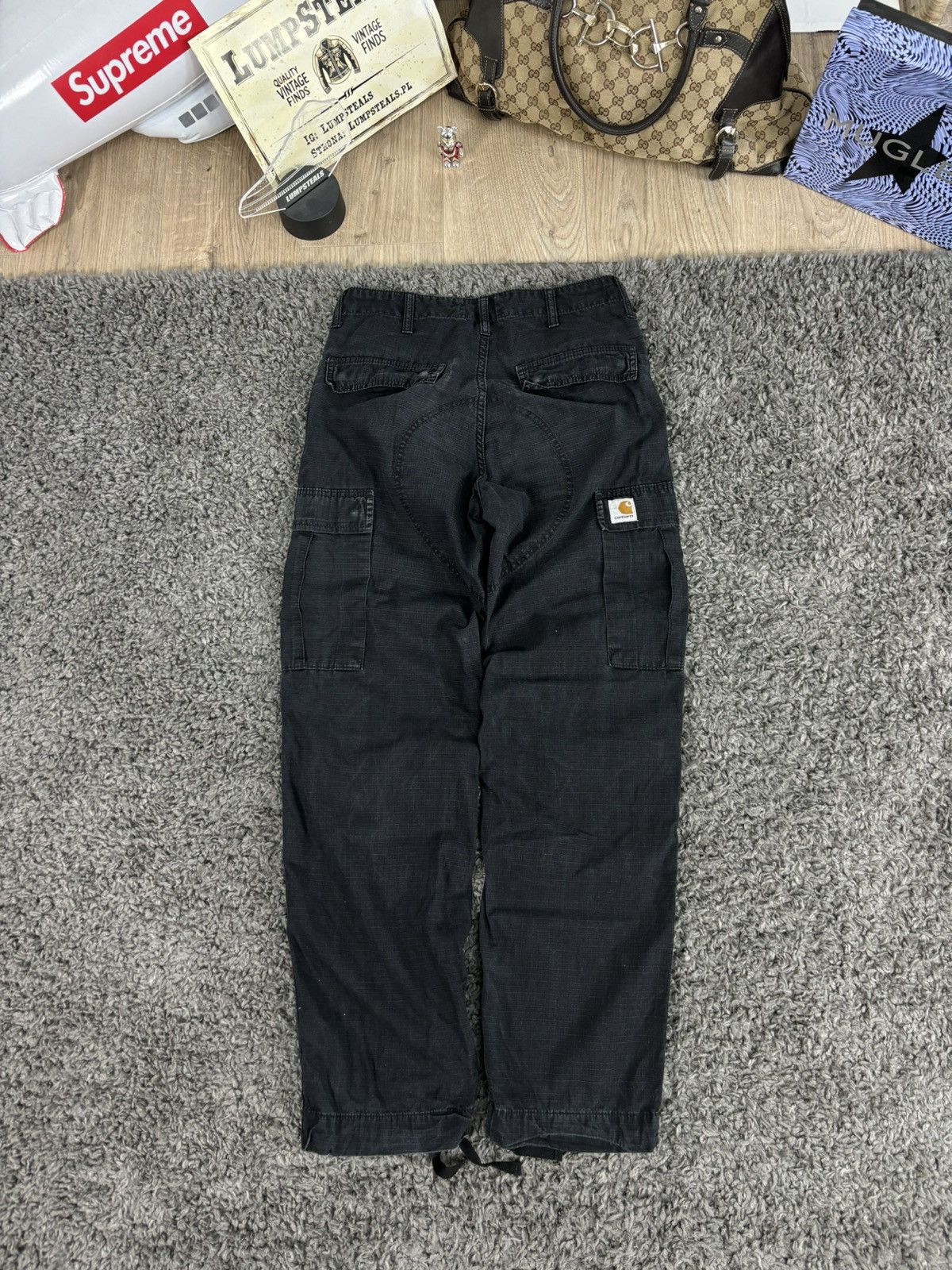 Carhartt × Vintage Wide Leg Cargo Baggy Carhartt Black Pants Y2K Vintage Skate Size US 32 / EU 48 - 2 Thumbnail