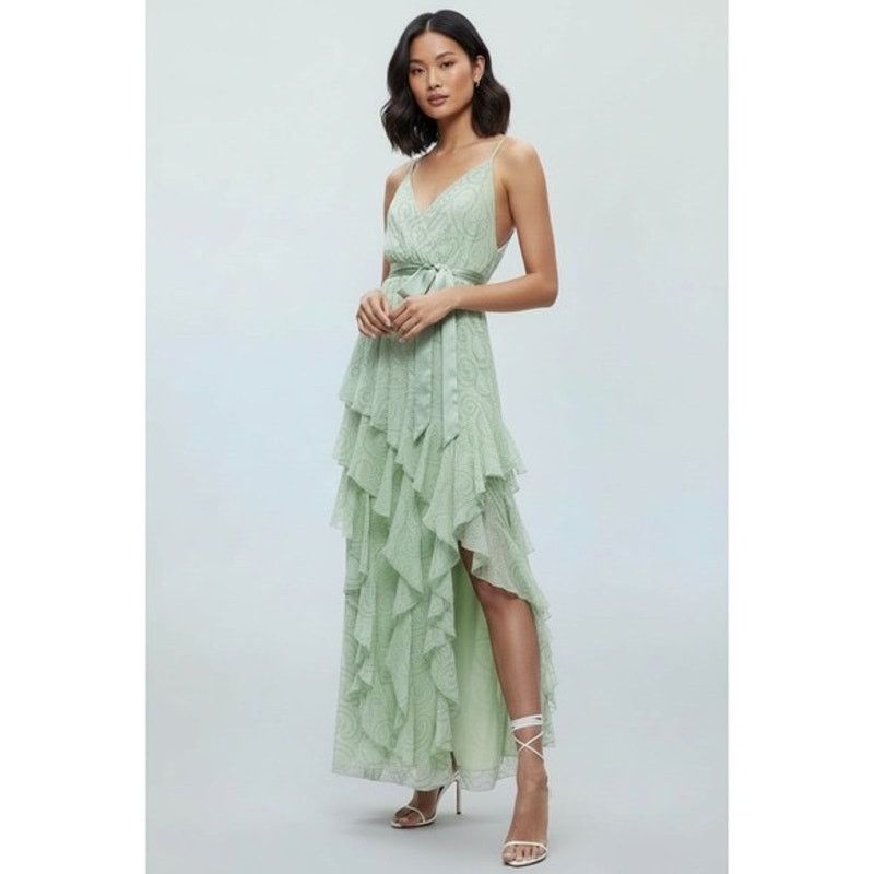 Alice + Olivia Alice + Olivia Emelia Eyelet Ruffle Maxi Dress green Size 0 Size XS / US 0-2 / IT 36-38 - 4 Thumbnail