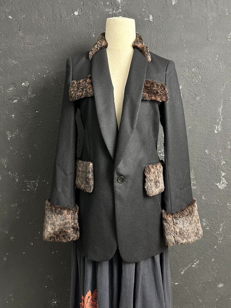 Comme des Garcons Comme Des Garcons Leopard Patchwork Tuxedo Jacket Size XS / US 0-2 / IT 36-38 - 2 Thumbnail