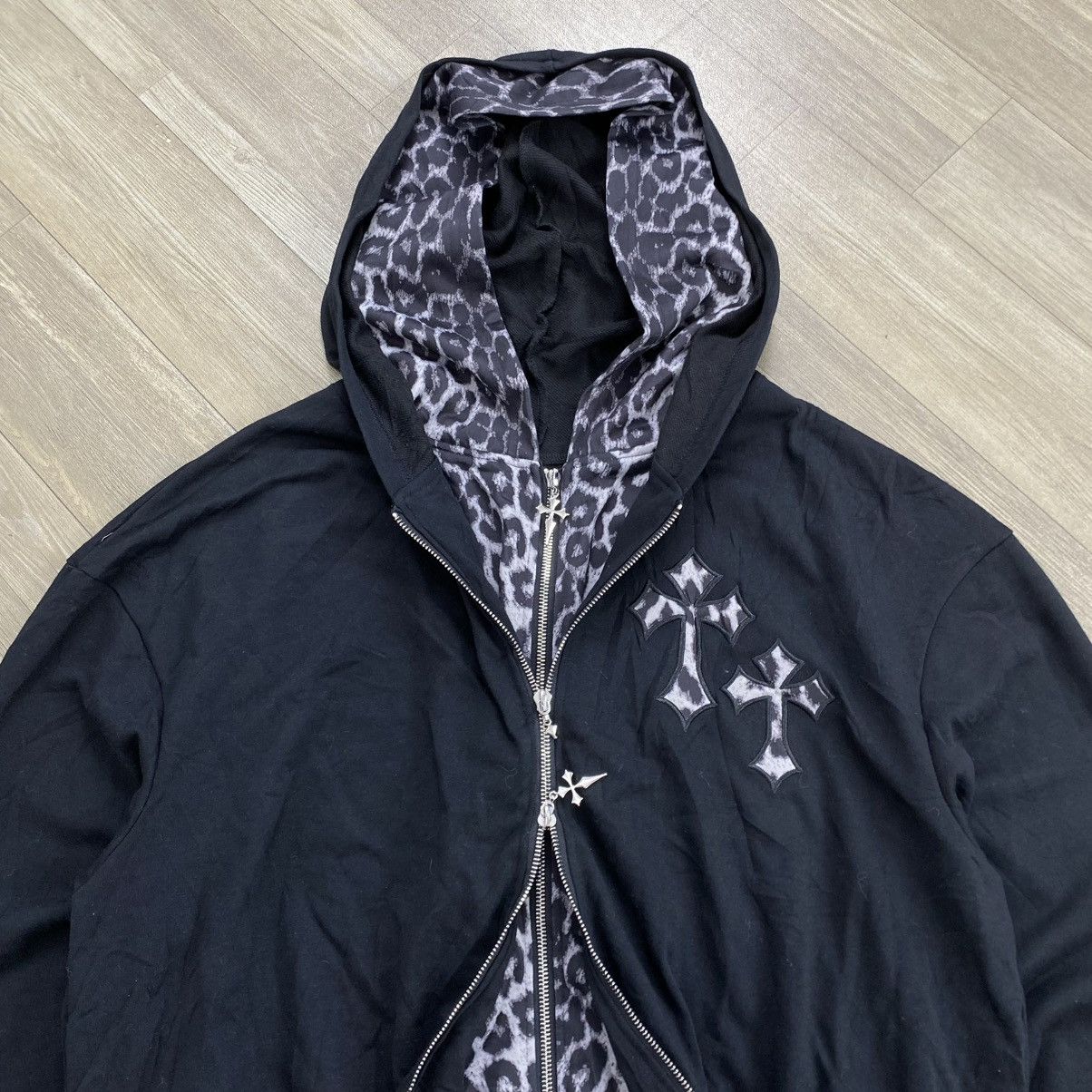 If Six Was Nine 2000s Chrome Hearts Style Cross Lgb Double Layers Zip Hoodie Size US M / EU 48-50 / 2 - 5 Thumbnail