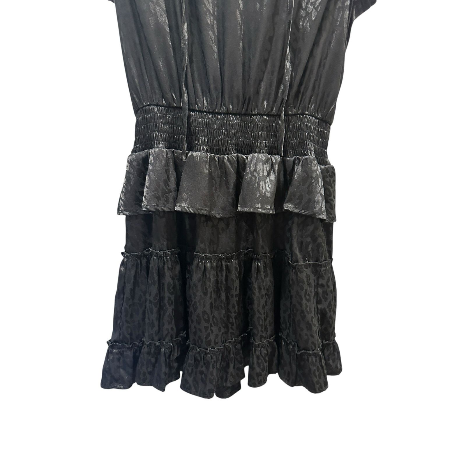 Other Entro Cheetah Print Short Sleeve Ruffled Tiered V-Neck Dress Size M / US 6-8 / IT 42-44 - 5 Thumbnail