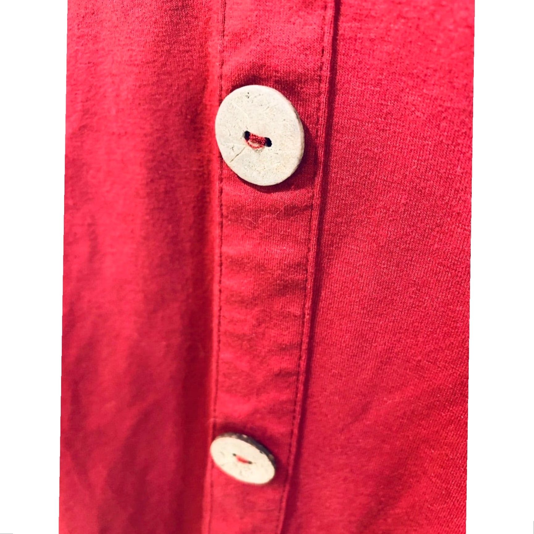 Vintage VINTAGE XXL Womens Red Short Sleeve Tshirt Button Embellished V-Neck Pullover Size XXL / US 16-18 / IT 52-54 - 4 Thumbnail