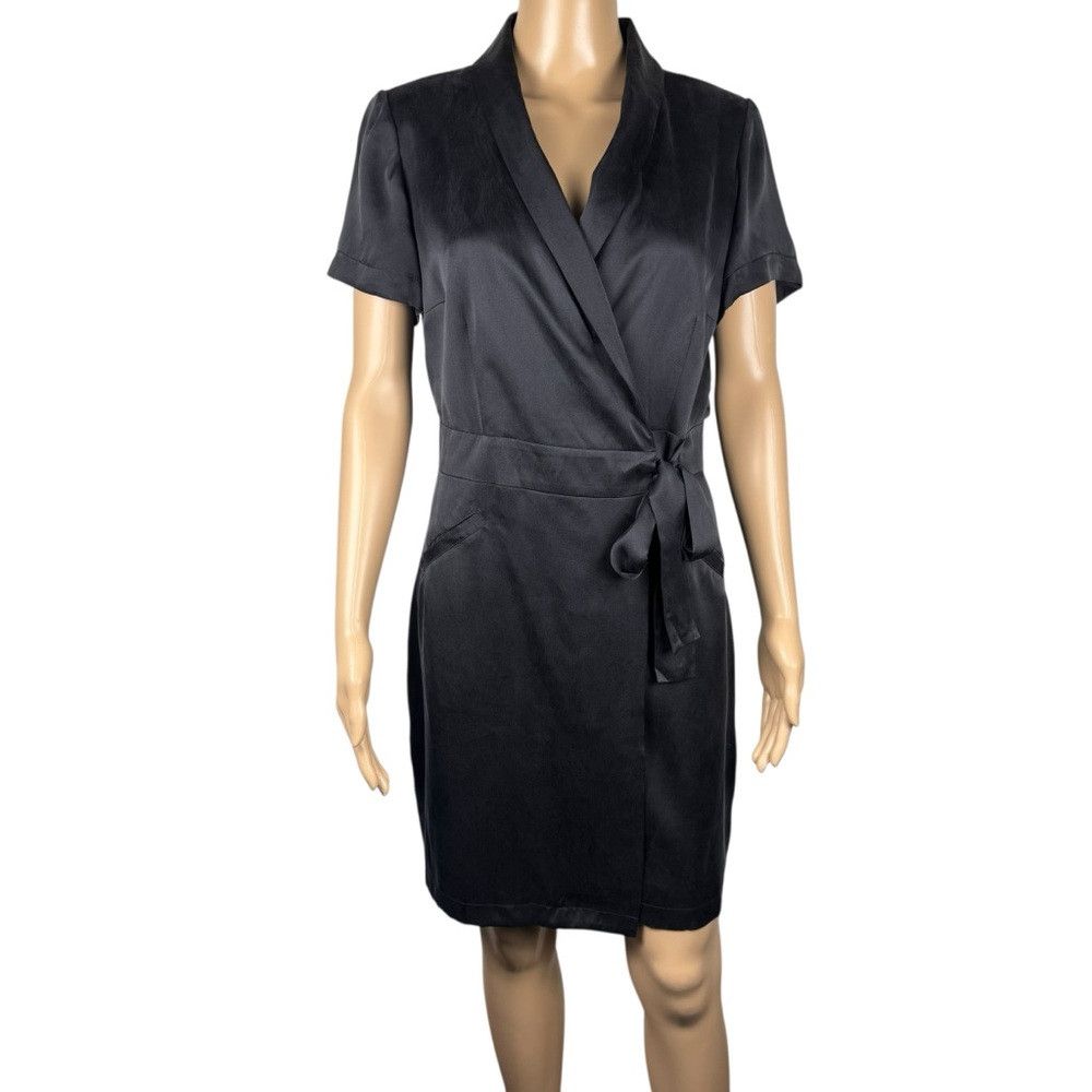 Baldwin Baldwin 100% Silk Black Short Sleeve Wrap Dress Size M Size M / US 6-8 / IT 42-44 - 2 Thumbnail
