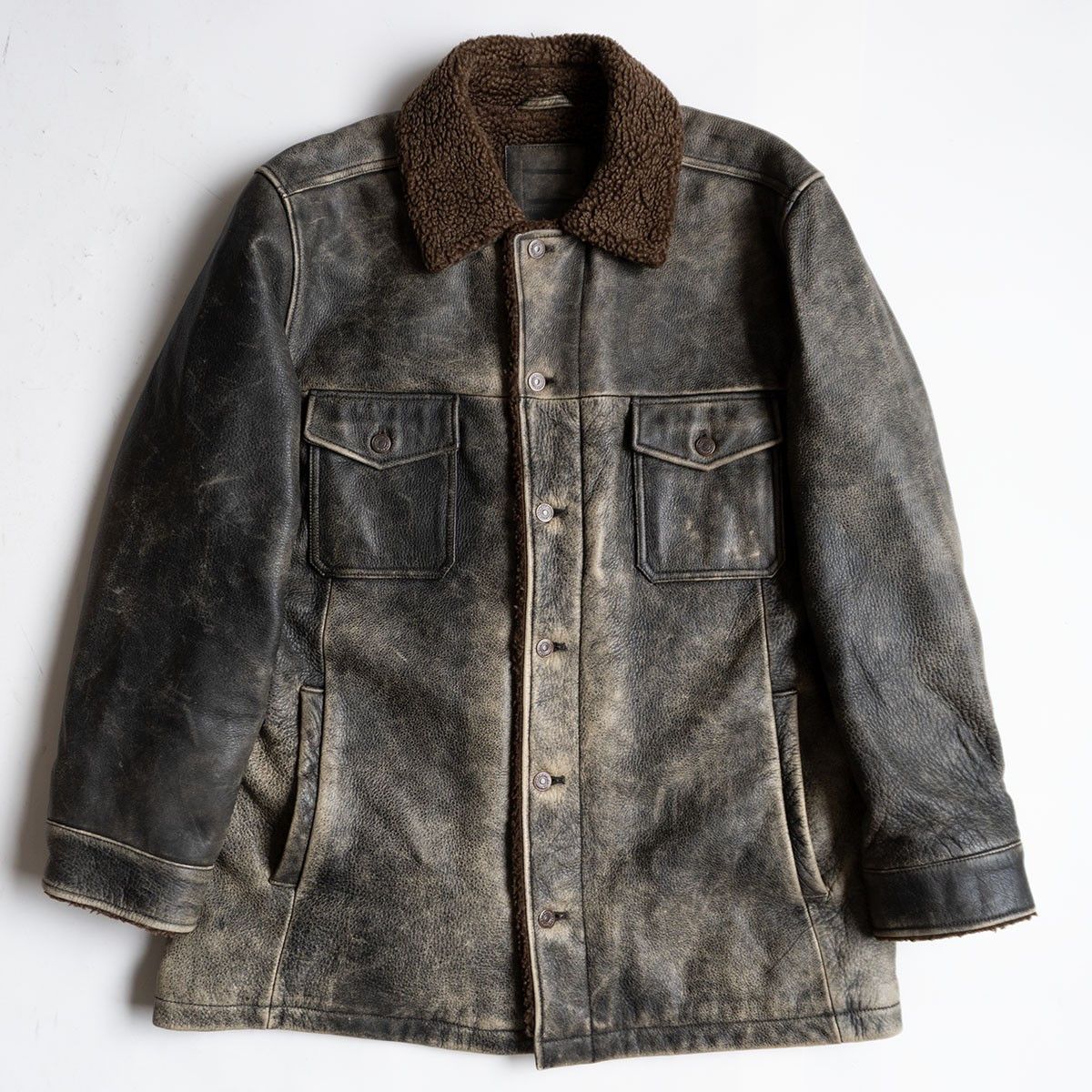 Vintage OLD GAP Distressed Shearling Jacket Size XL Size US XL / EU 56 / 4 - 1 Thumbnail