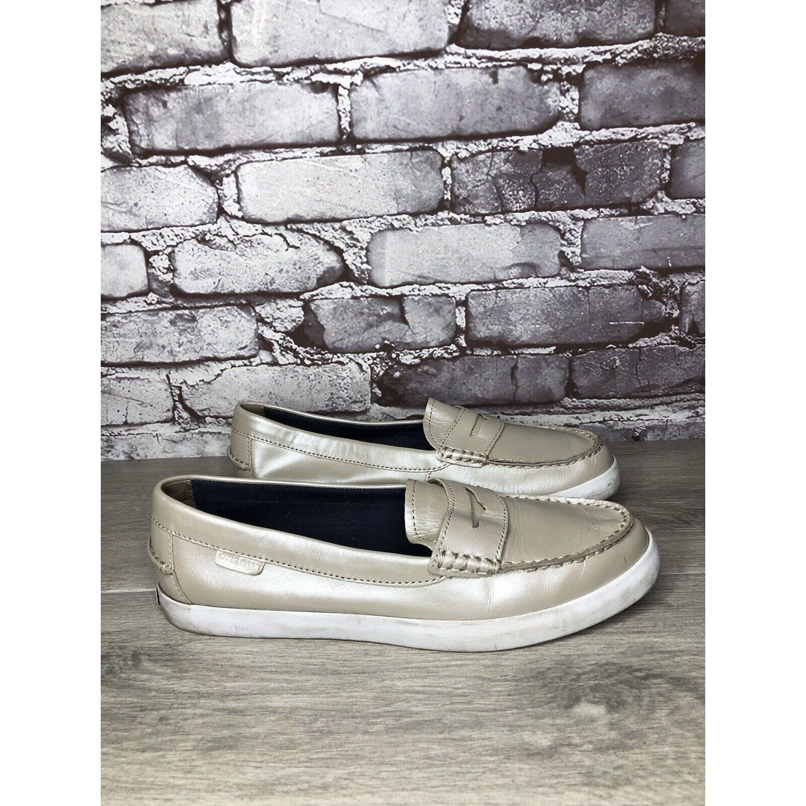 Cole Haan Cole Haan Silver Leather Penny Loafer Casual Slip On Shoes W Size US 9.5 / IT 39.5 - 18 Thumbnail