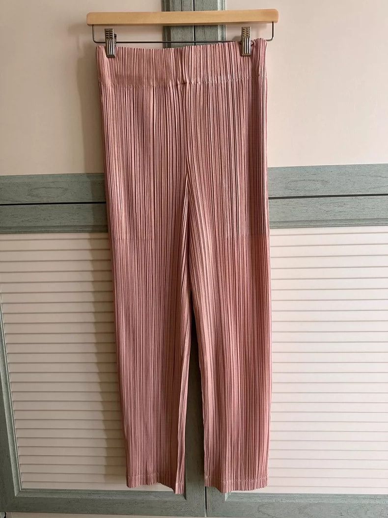 Issey Miyake Issey Miyake size:2 Pink pleated casual high-waisted skinn Size 31" - 1 Thumbnail