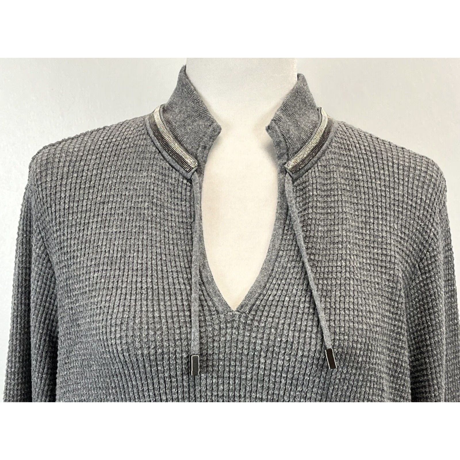 Vintage Chico's Zenergy Waffle Knit Sweater Women XL Gray V-Neck Pullover Knit Classic Size XL / US 12-14 / IT 48-50 - 5 Thumbnail