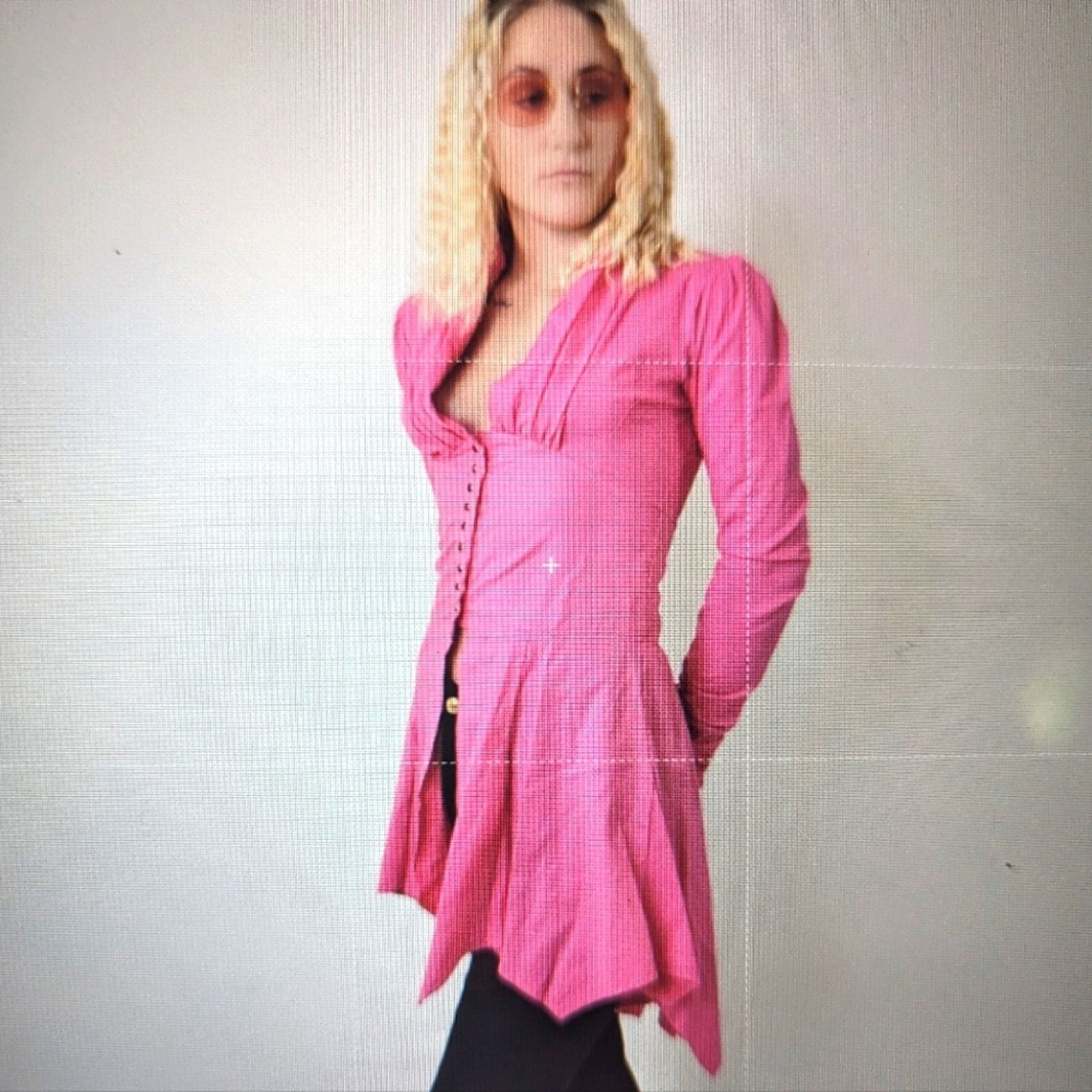 Vintage Vintage 80s Hot Neon Pink Frilly Dancers Dress Jacket Size M / US 6-8 / IT 42-44 - 3 Thumbnail