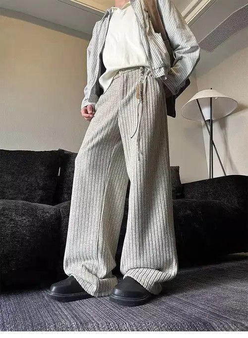 VIBE Corduroy Stripe Loose Wide Leg Flare Pants Size US 30 / EU 46 - 2 Thumbnail