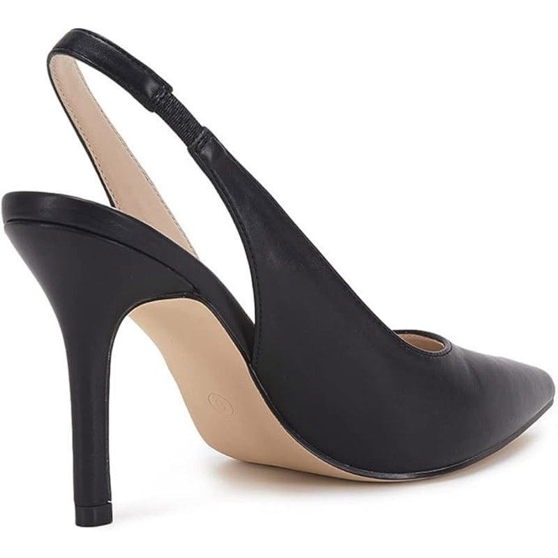 Other Trish Lucia Womens Size 8 Black Faux Leather Slingback Heels Size US 8 / IT 38 - 4 Thumbnail