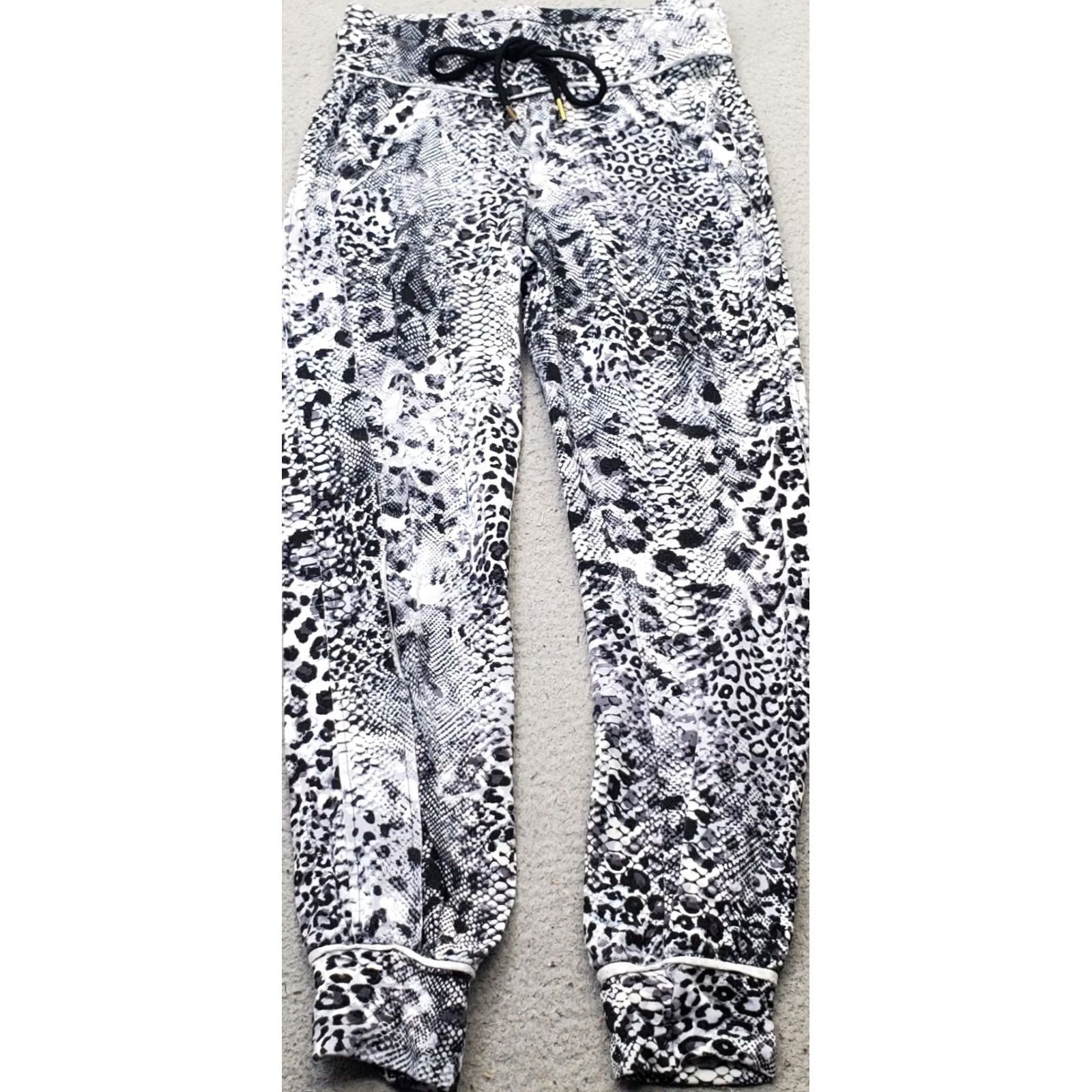 Vintage Skinnygirl Jogger Pants Womens XS Multi Snakeskin Print Stretch Drawstring Waist Size 26" / US 2 / IT 38 - 2 Thumbnail