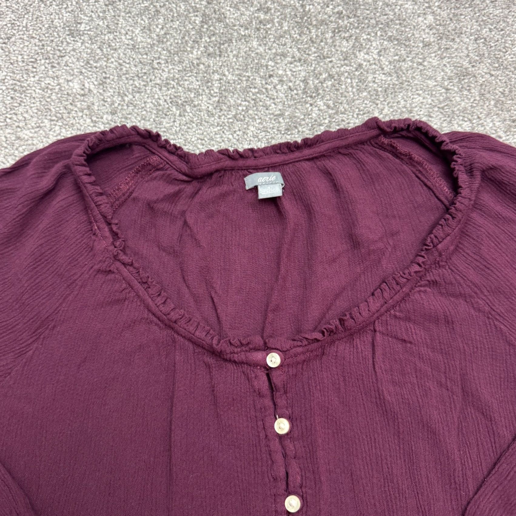 Vintage Aerie Dress Women Mini Tunic Boho Henley Long Sleeve Red Maroon Small Casual Size S / US 4 / IT 40 - 4 Thumbnail