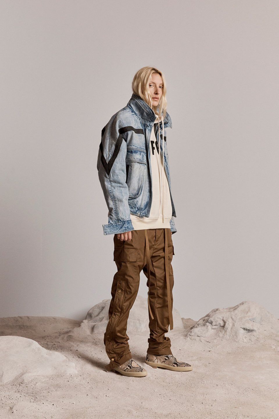 image of Fear Of God 6Th Collection Vintage Heavy Weight Denim Ski Jacket Sixth in Indigo, Men's (Size Small