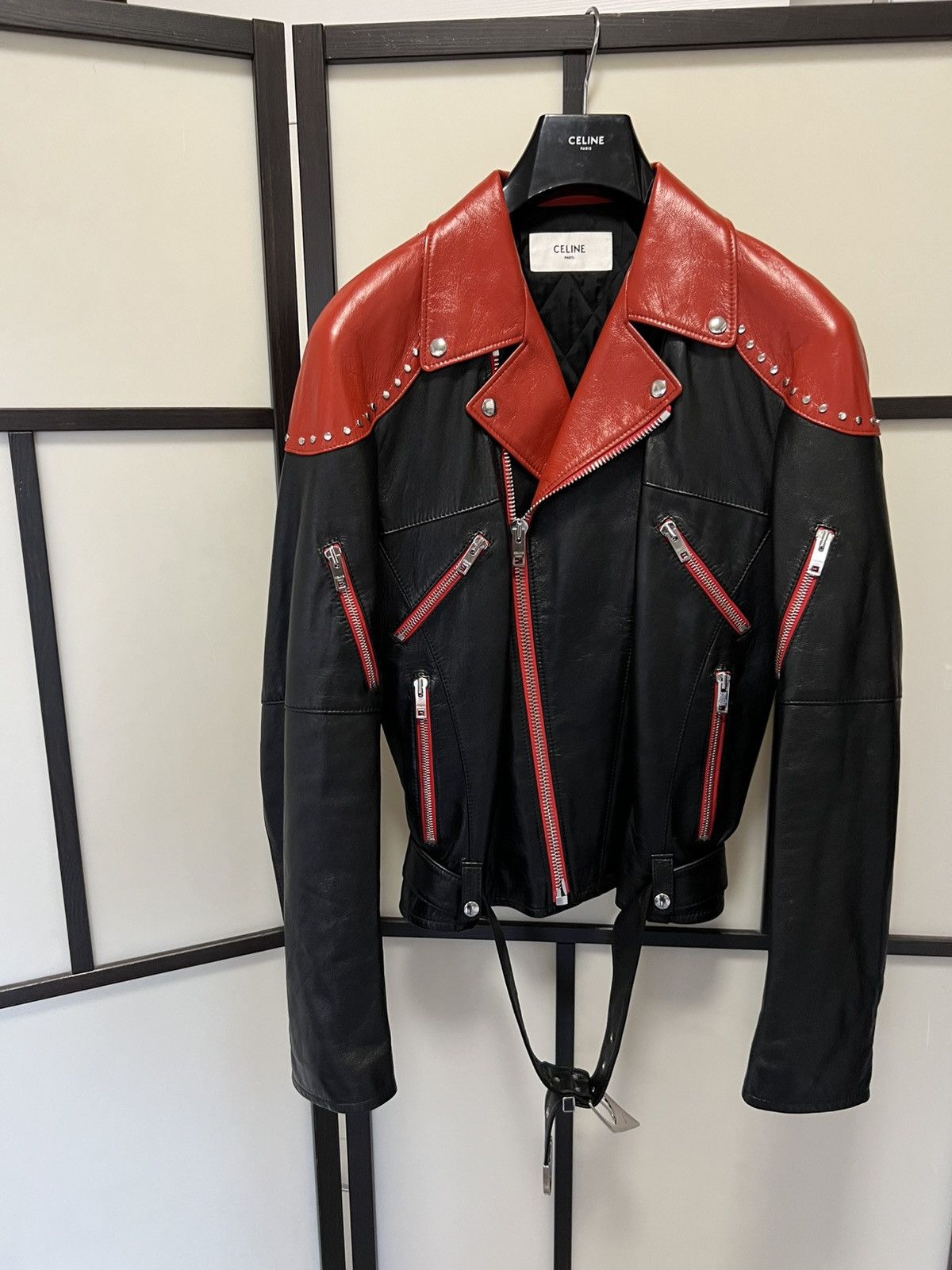 Celine × Hedi Slimane Rare FW21 Chained Leather Jacket Sz44 | Grailed