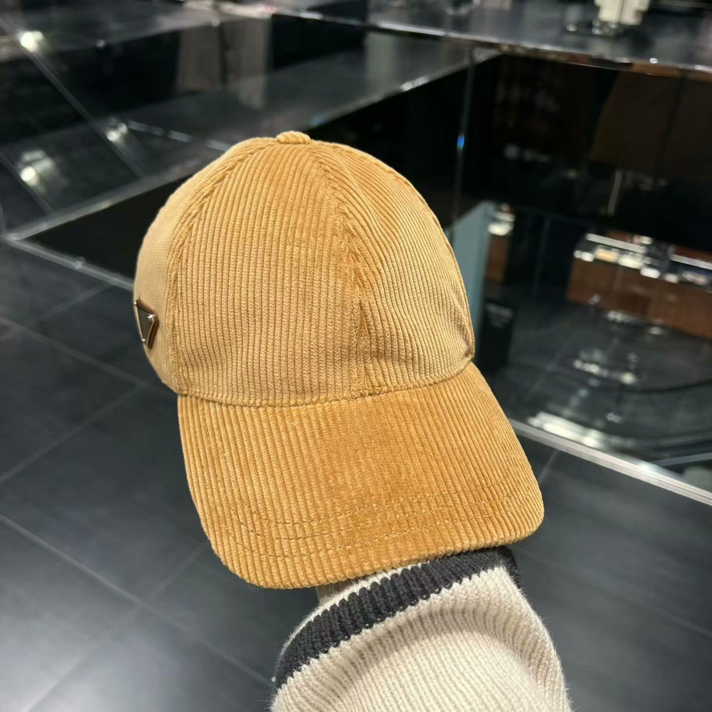 Prada Prada Yellow Corduroy Baseball Cap Size ONE SIZE - 1 Thumbnail