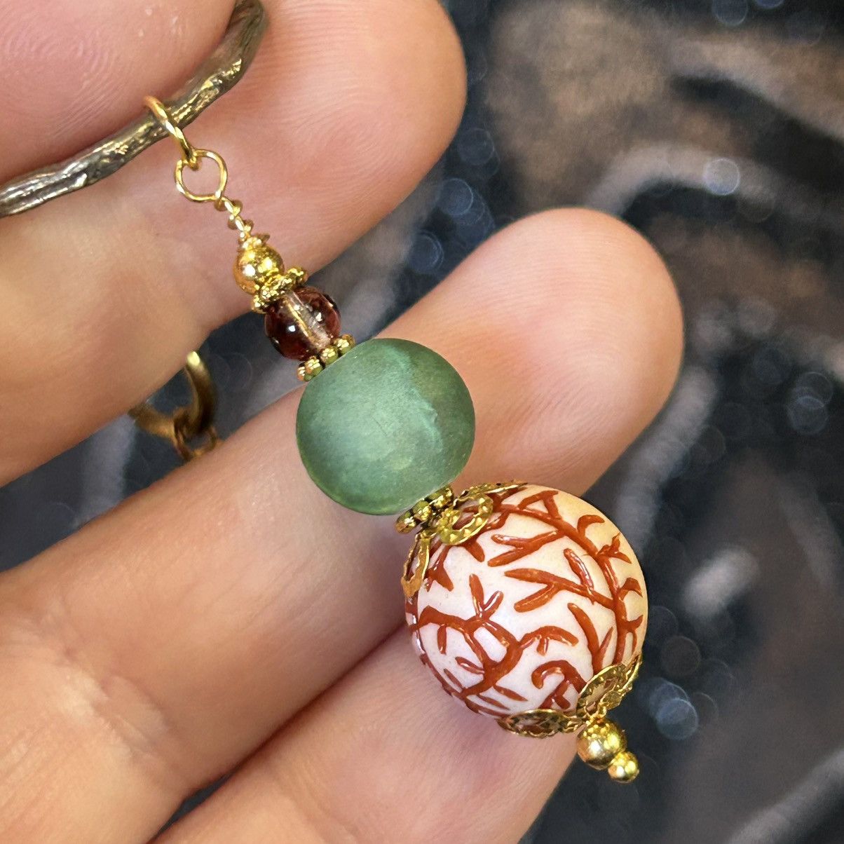 Handmade Handcrafted salvaged brass beaded accent necklace Size ONE SIZE - 3 Thumbnail