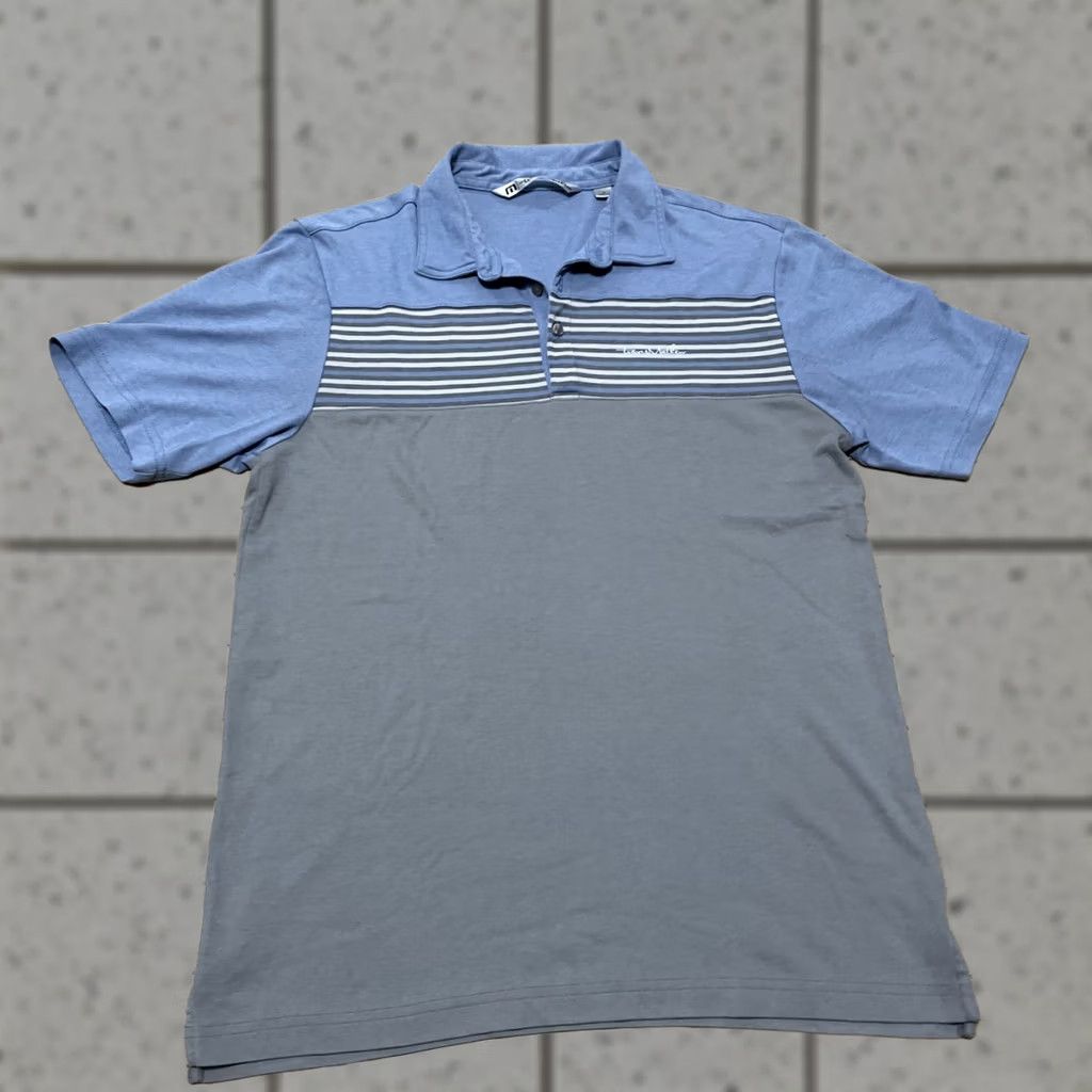 TravisMathew Travis Mathew Polo Shirt Men M Blue Peru Pima Cotton Blend Striped Chambray Golf Shirt Size US M / EU 48-50 / 2 - 1 Thumbnail