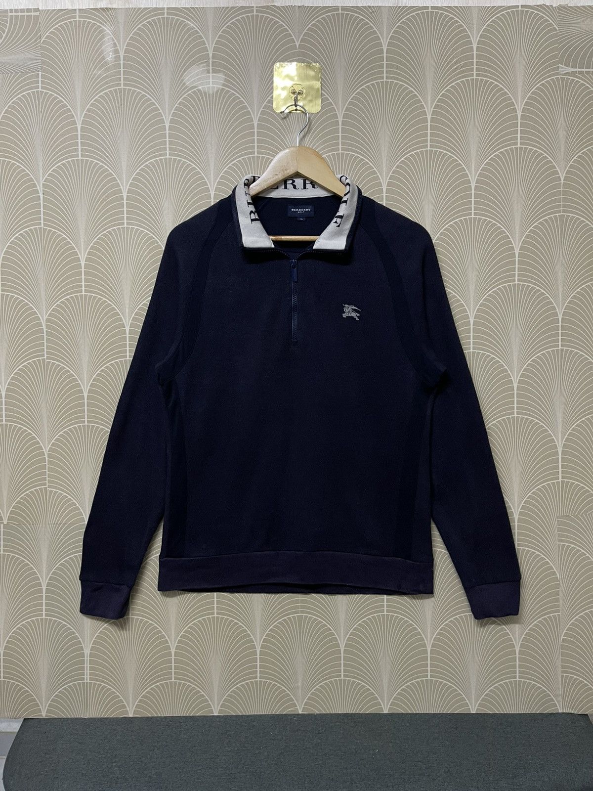 Burberry × Japanese Brand × Vintage 90s BURBERRY GOLF HALF ZIPPER SPELL OUT COLLAR RARE Size US L / EU 52-54 / 3 - 1 Thumbnail