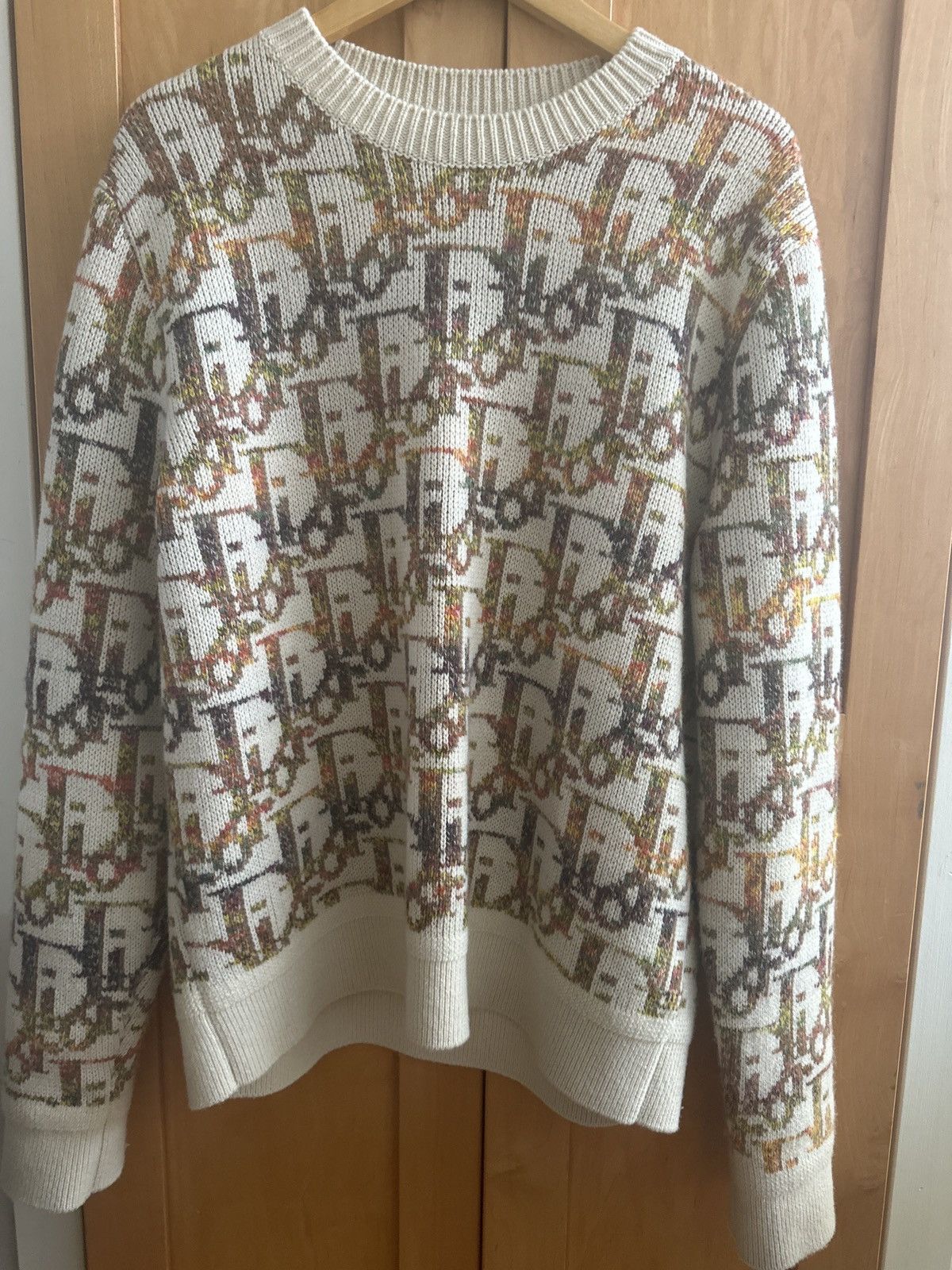 image of Dior Oblique Sweater in White, Men's (Size Large)