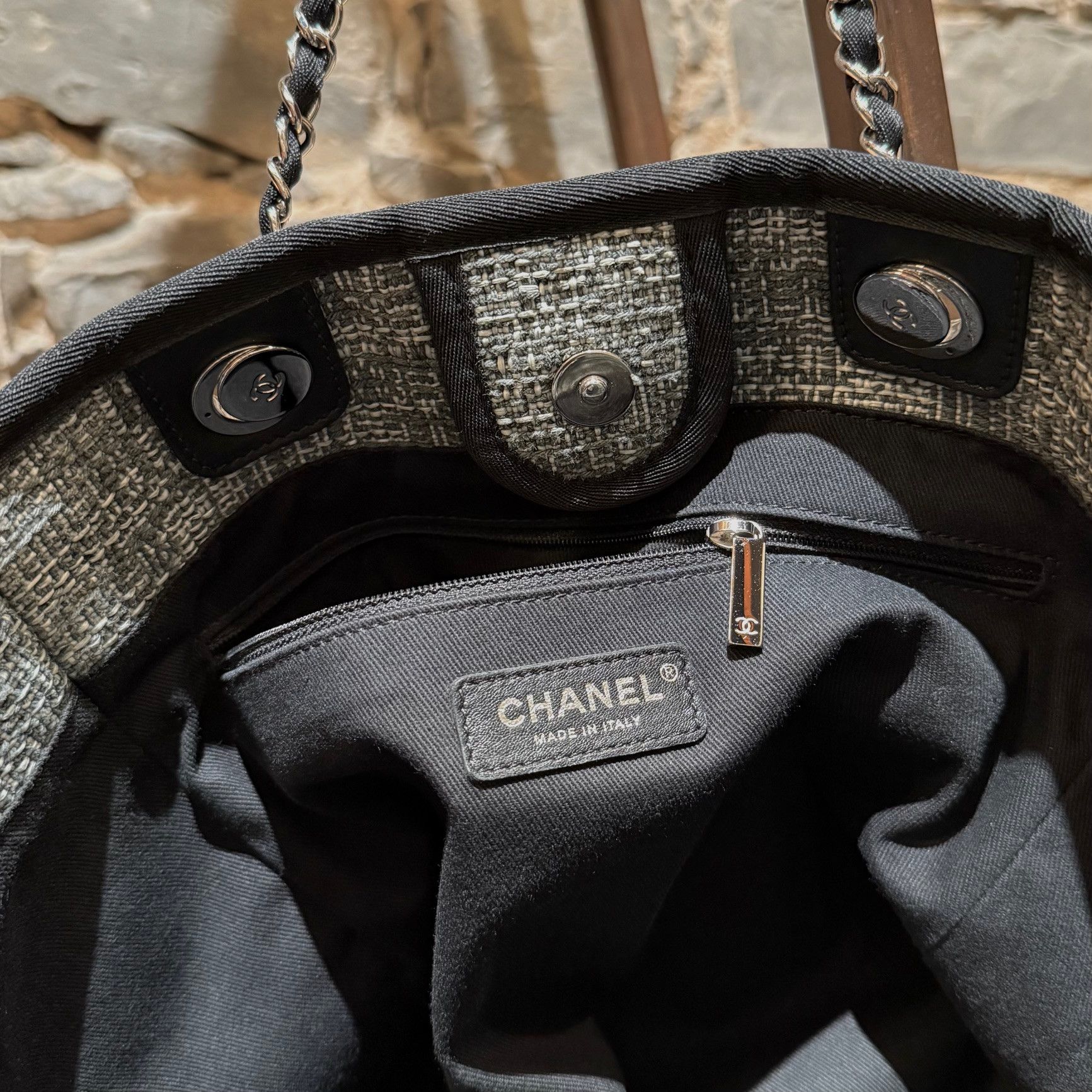 Chanel Chanel 2018 Black Grey Tweed Small Deauville Tote Bag Size ONE SIZE - 16 Thumbnail
