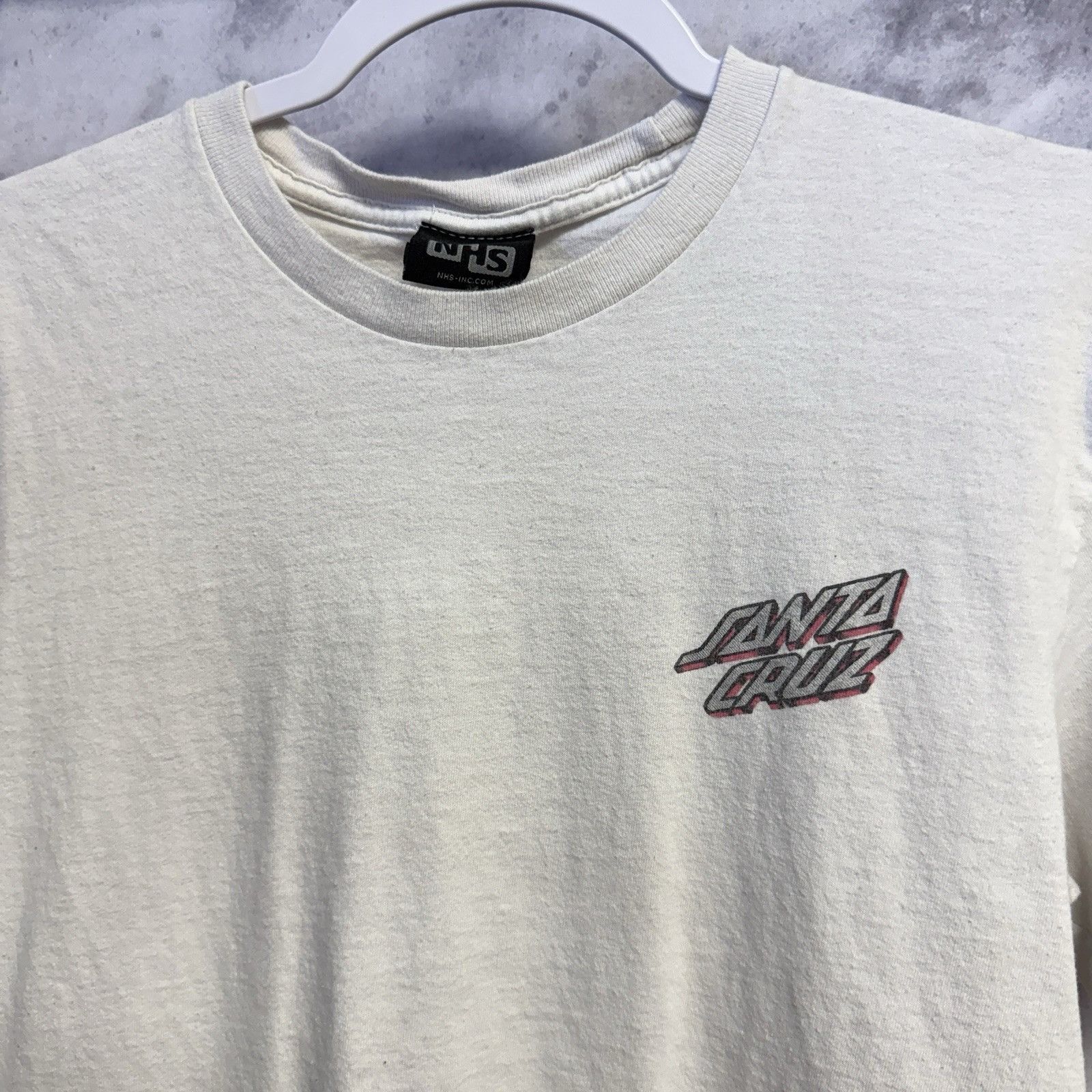 Santa Cruz Skateboards Vintage 90s Santa Cruz Skateboards NHS T Shirt Men’s White Size US M / EU 48-50 / 2 - 3 Thumbnail