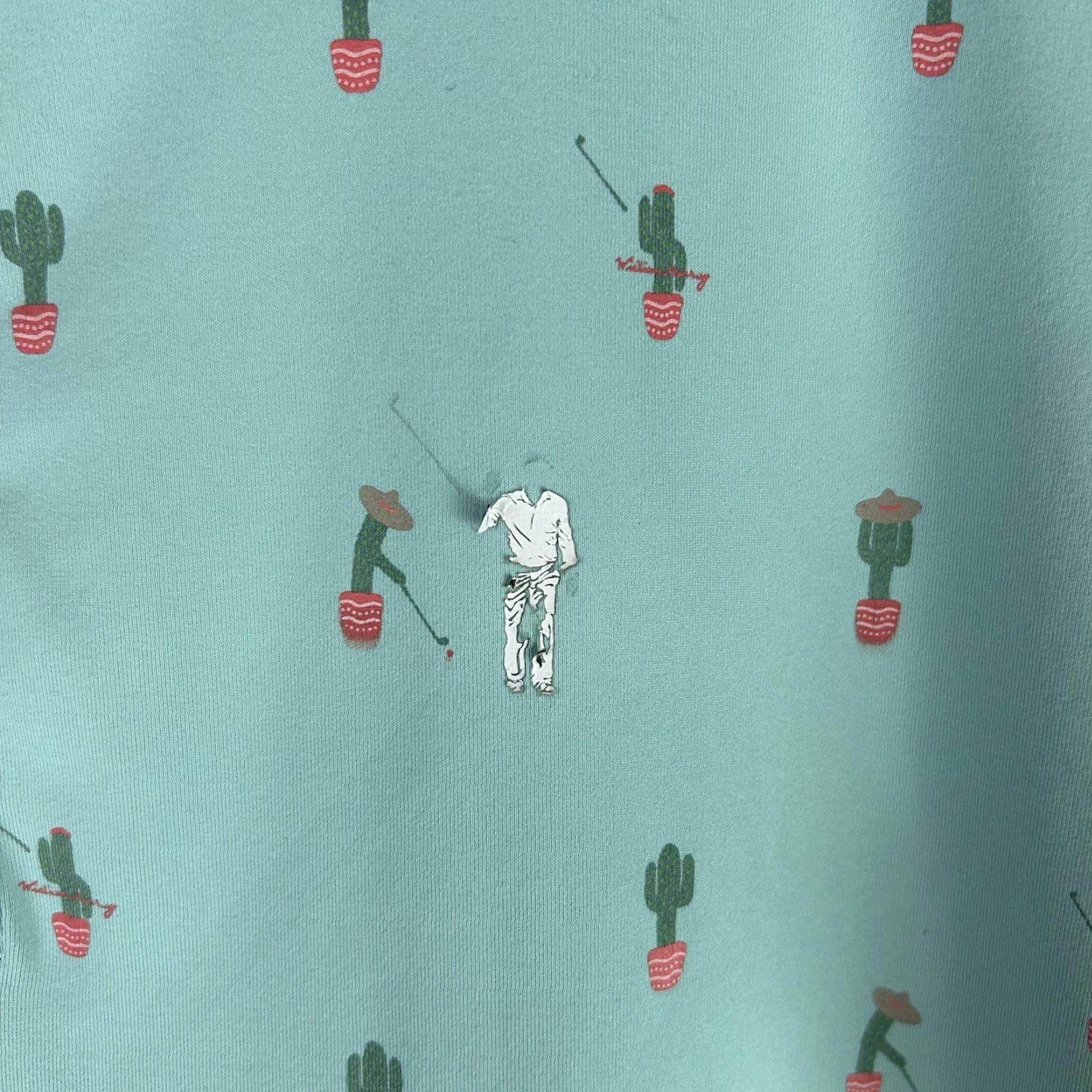 Vintage William Murray Golf Polo Shirt Men XL Mint Cactus Print Short Sleeve Button-Up Collared Hawaiian Sports Tropical Green Size US XL / EU 56 / 4 - 5 Thumbnail
