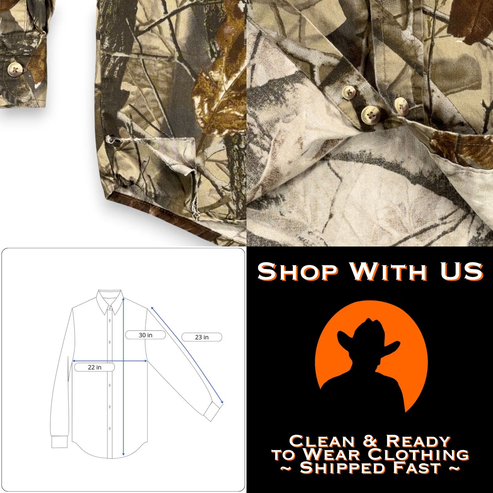 Realtree Remington Shirt Adult MEDIUM Brown Camo Hunting Realtree Hardwoods Outdoor Logo Shirt Size US M / EU 48-50 / 2 - 8 Thumbnail