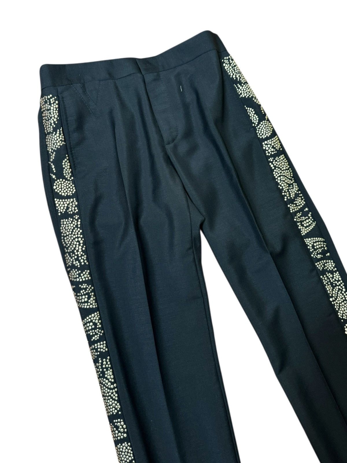 Versace Versace Black Wool Mohair Pants w/ Studded Sides Size US 32 / EU 48 - 2 Thumbnail
