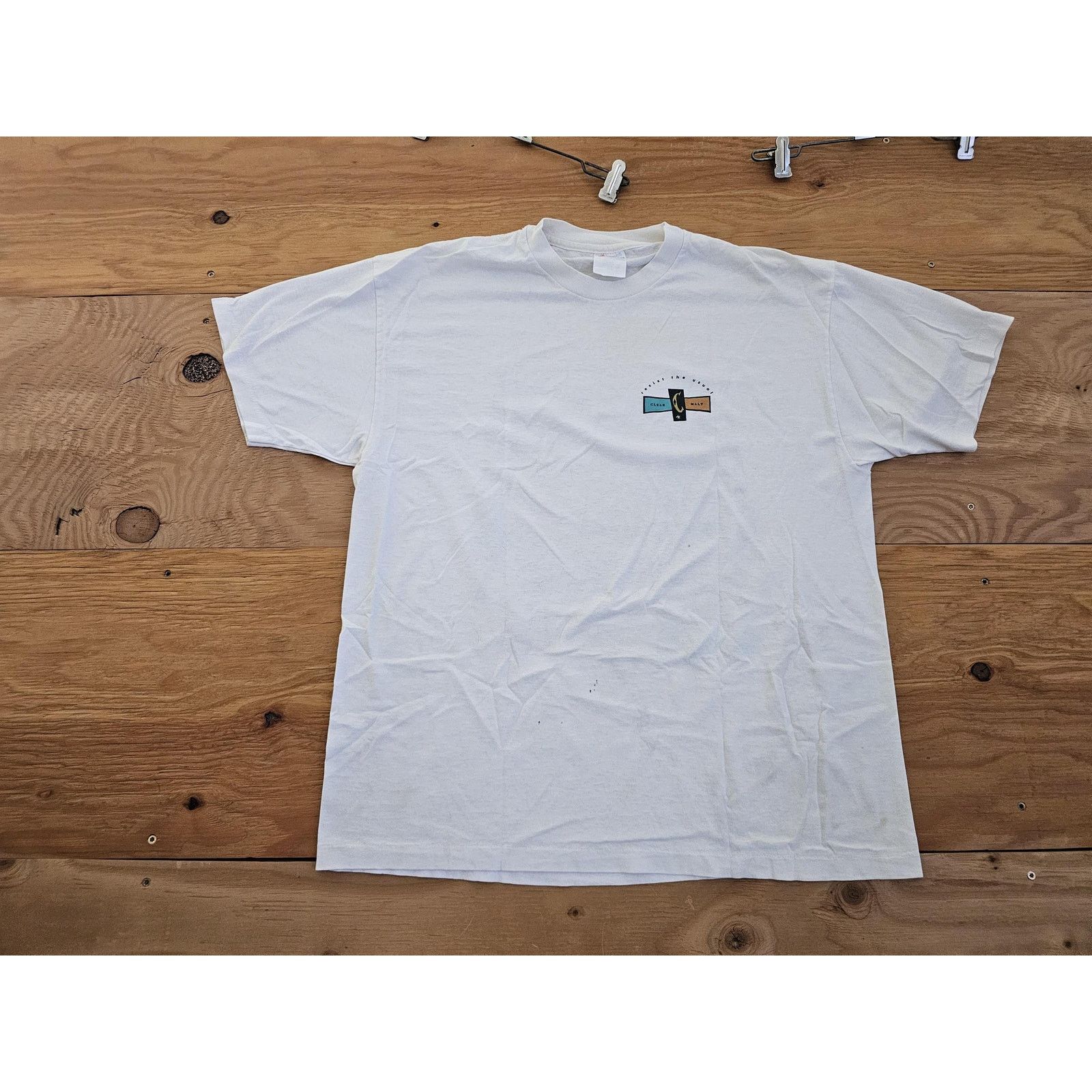 Hanes Clash Clear Malt Beverage White T-shirt Sz XL 1990s Size US XL / EU 56 / 4 - 2 Thumbnail
