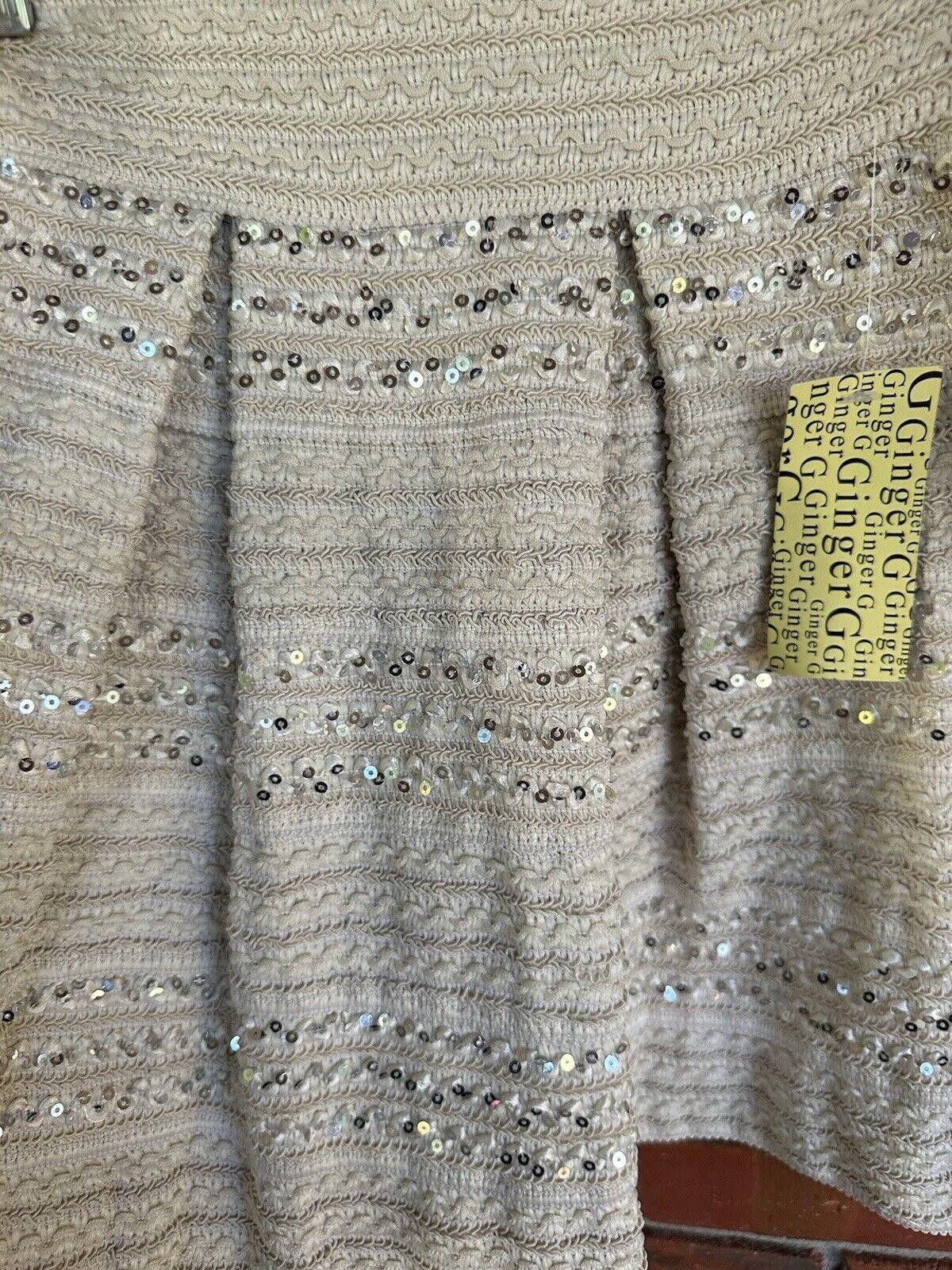 Designer Ginger G Pleated Bandage Skirt Cream Textured Size 32" / US 10 / IT 46 - 3 Thumbnail