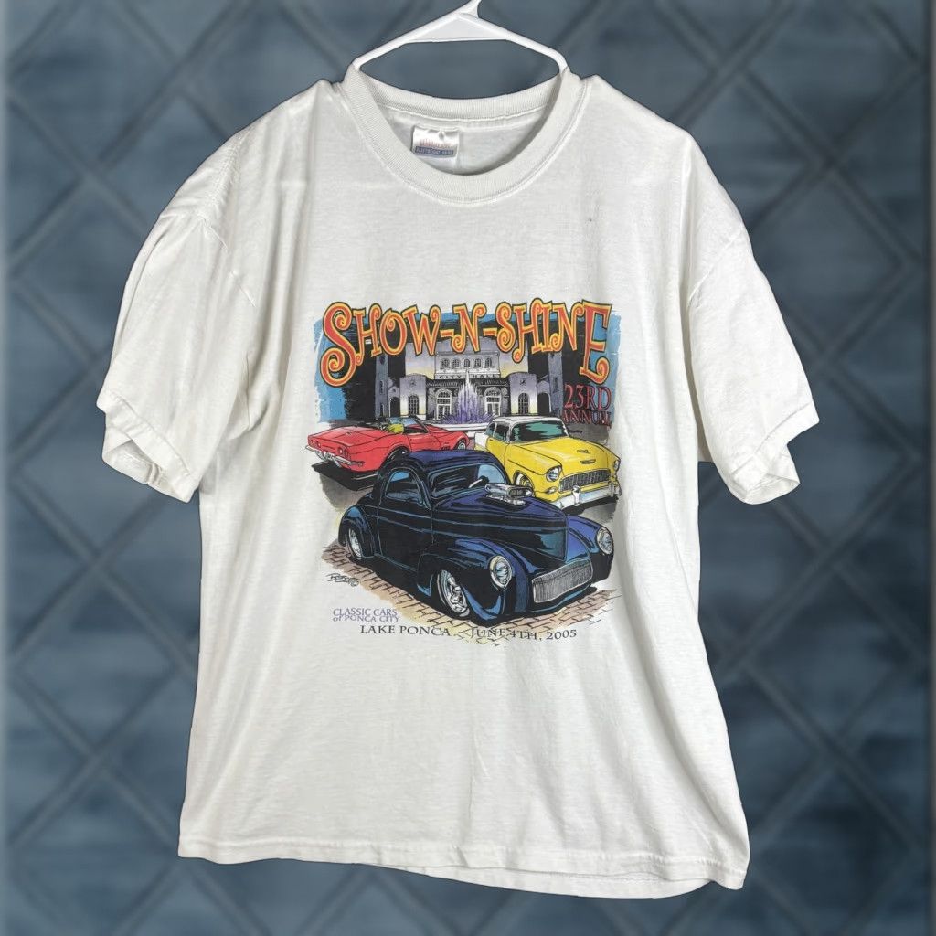 Hanes VINTAGE Show-N-Shine Shirt Mens Large White 2005 Car Show Graphic Tee Hanes Size US L / EU 52-54 / 3 - 1 Thumbnail