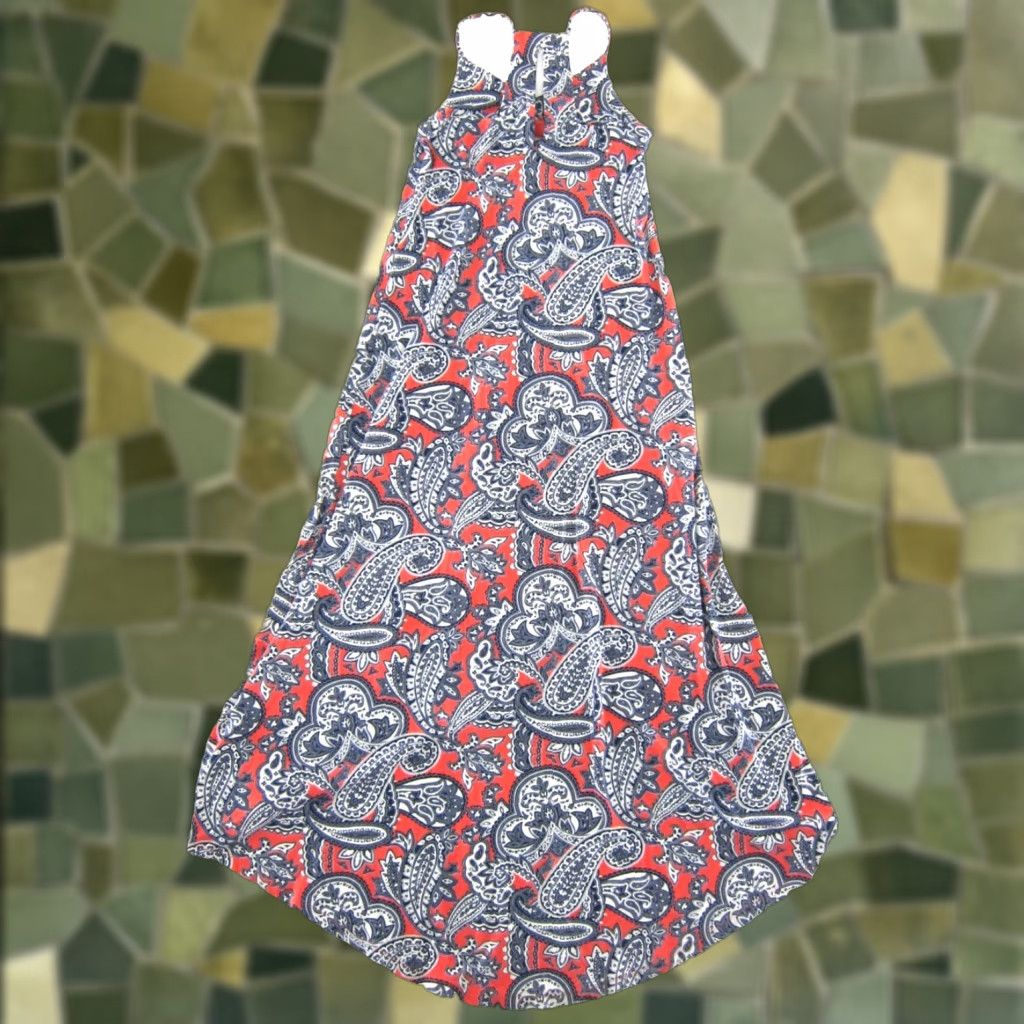 Cynthia Rowley Cynthia Rowley Blue White Coral Paisley Jersey High Low Long Maxi Tank Dress XS Size XS / US 0-2 / IT 36-38 - 1 Thumbnail