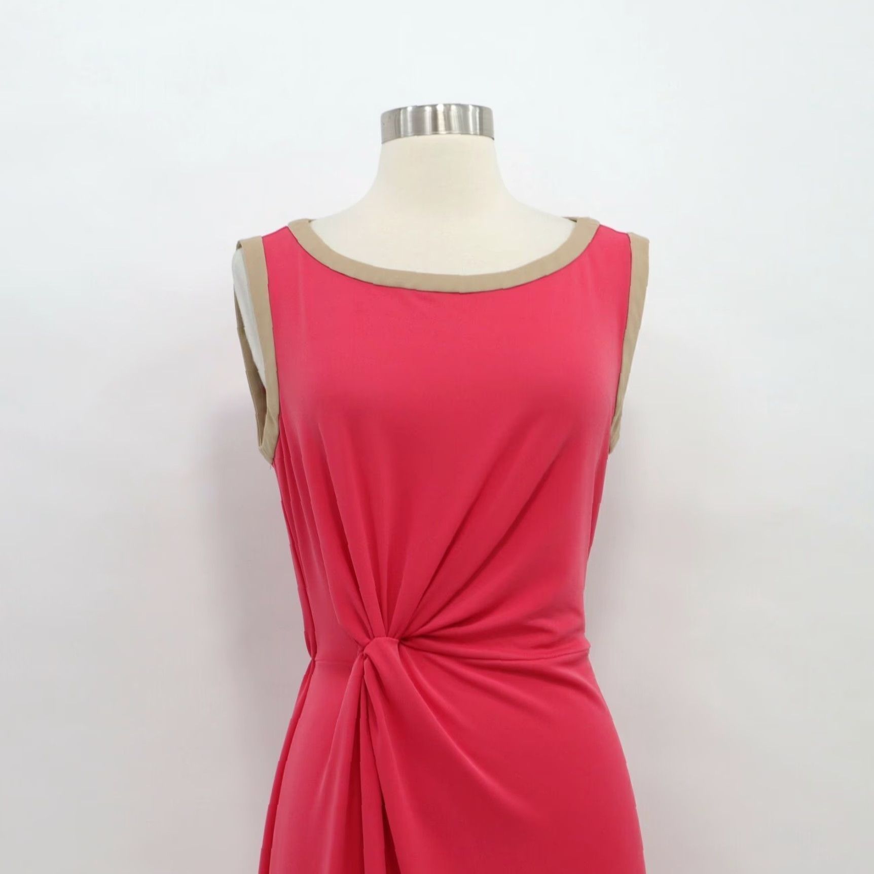 Philosophy Di Alberta Ferretti Dress Women US6 Knot Front Coral Red Stretch I42