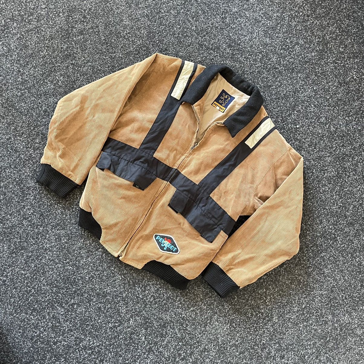 Rare 90s Peugeot velvet brown bomber moto jacket ninja f1