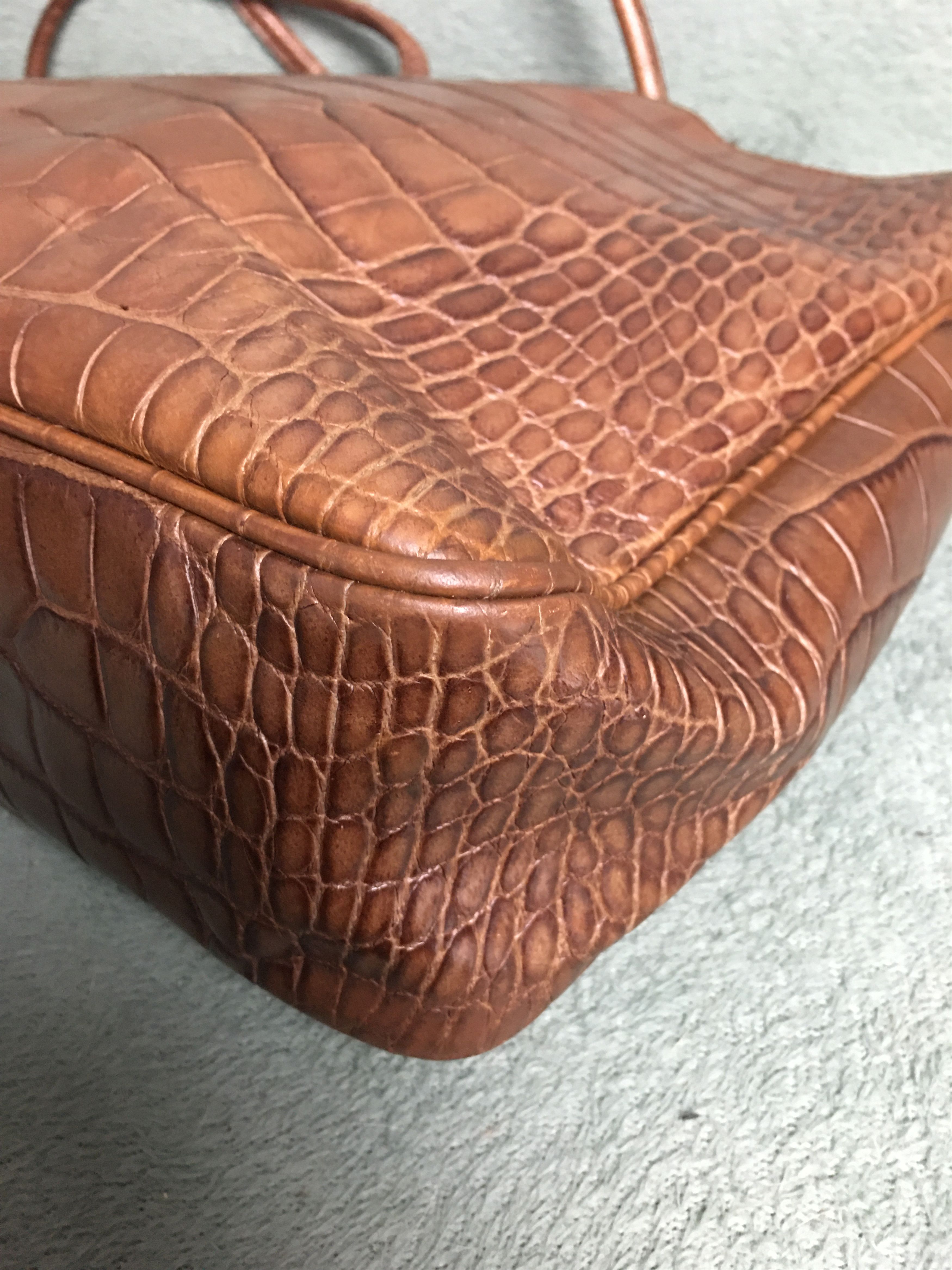 Furla Furla Leather Croco Embossed Brown Tote Bag Size ONE SIZE - 10 Thumbnail